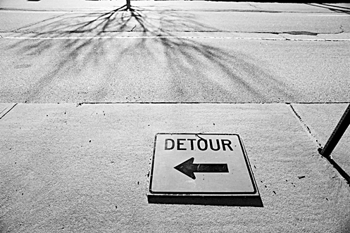 Detour sign in Manchester, NH - photo by Al Belote